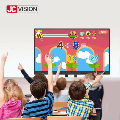 JCVISION 65 - 110 इंच स्मार्टबोर्ड इंटरैक्टिव डिस्प्ले एजी टेम्पल ग्लास आईआर टच एलसीडी पैनल