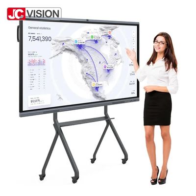JCVISION 75 इंच Android 13.0 इंटरैक्टिव फ्लैट पैनल 15W*2 स्टीरियो एलईडी बैकलाइट