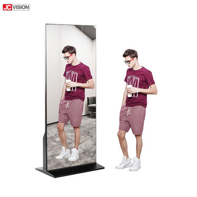 डिजिटल एलसीडी स्टैंड स्मार्ट टच मिरर विज्ञापन स्क्रीन 49 55 65 इंच