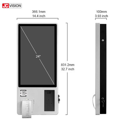 फ्लोर स्टैंड 250 निट्स 23 इंच टच स्क्रीन कियोस्क 5ms 240VAC भुगतान के लिए