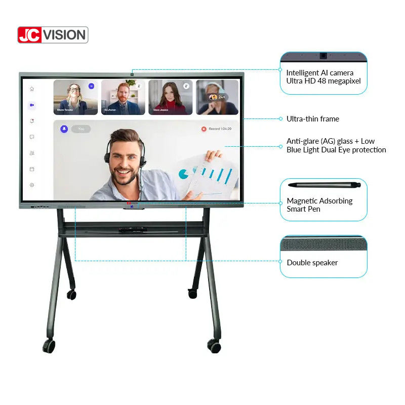 JCVISION 98 इंच शैक्षिक इंटरैक्टिव स्मार्ट बोर्ड 20 अंक आईआर टच कक्षा के लिए