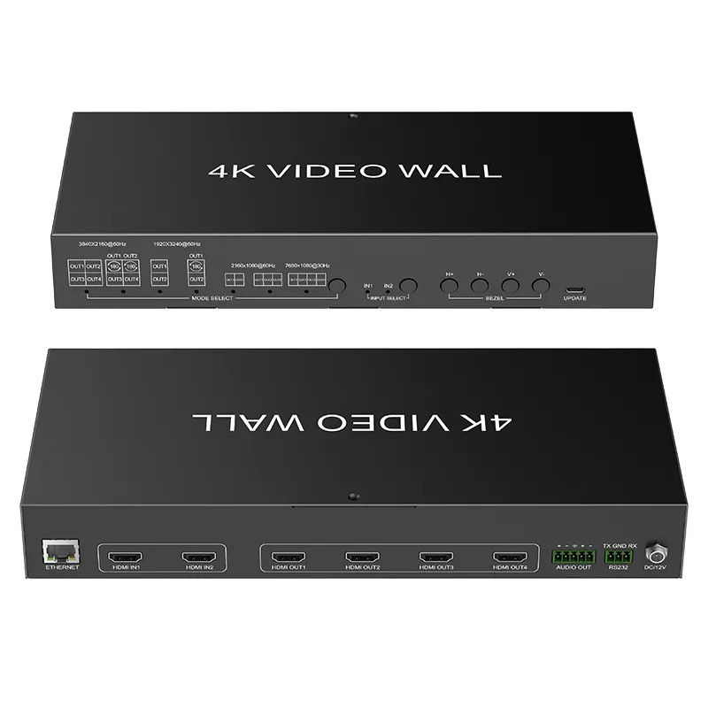 JCVISION 4K वीडियो JCVISION वॉल HDMI2.0 मैट्रिक्स 2 इन 4 आउट के साथ 2X2 वीडियो वॉल आउटपुट स्व-अनुकूली एल / आर ऑडियो आउटपुट